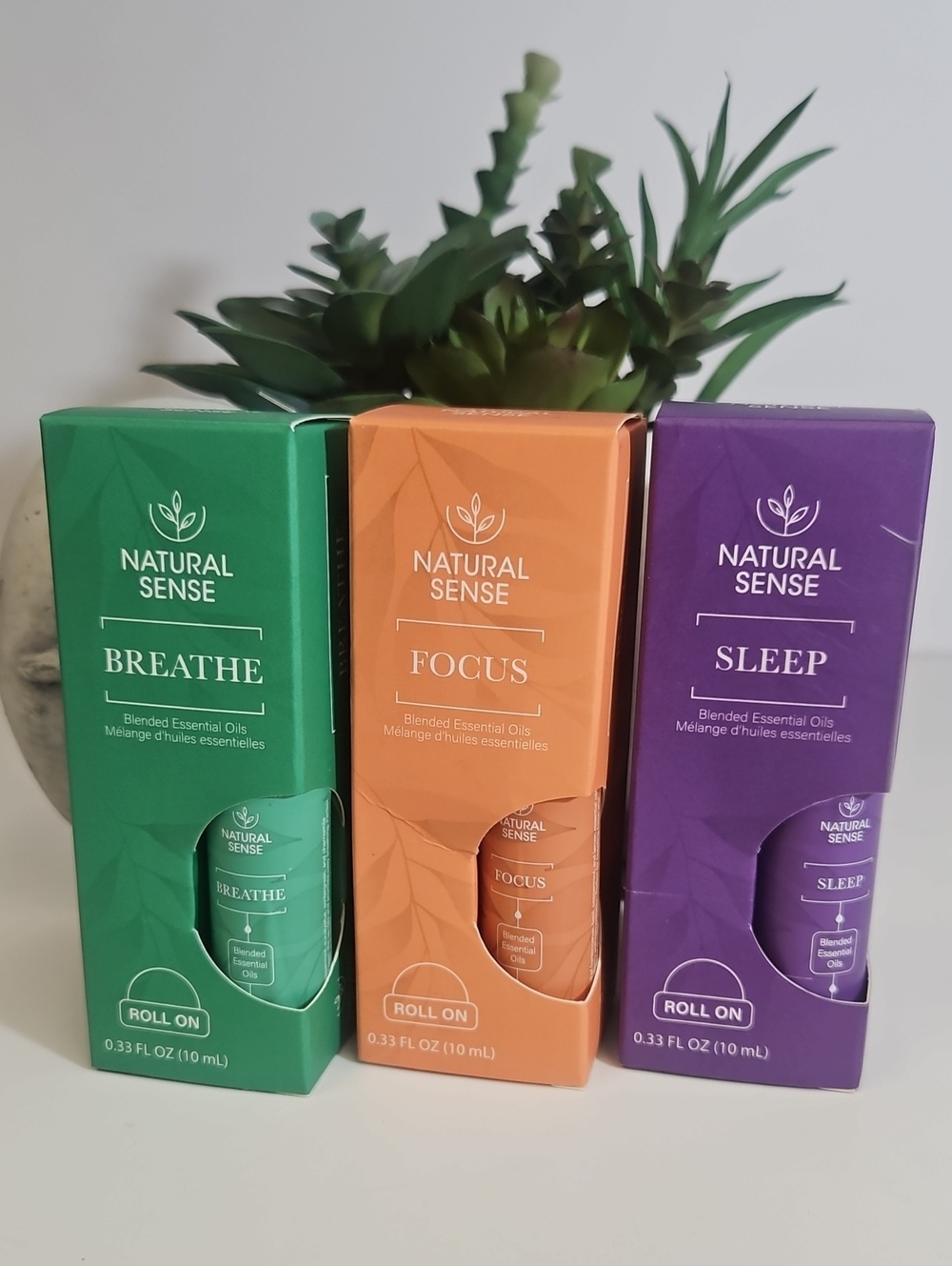 NATURAL SENSE BLENDED ESSENTIAL OIL ROLL ON COLLECTION  BREATH, FOCUS & SLEEP